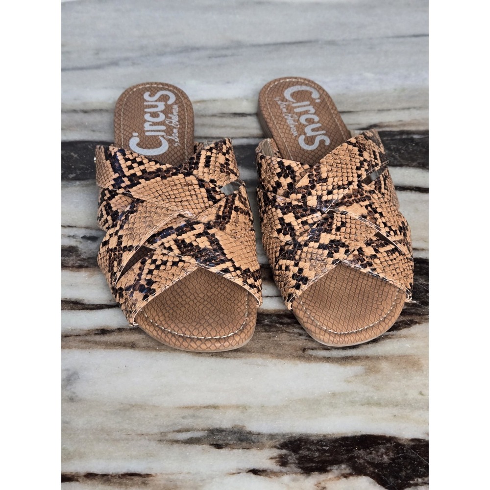 Circus By Sam Edelman Women's Burnett Animal Print Slide Flat Sandals US 7‎